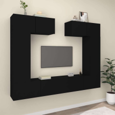 vidaXL 6 részes fekete szerelt fa TV-szekrényszett bútor