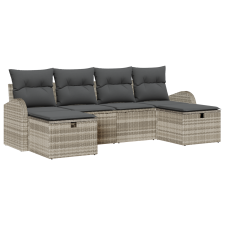 vidaXL 6 Részes Kerti Kanapé Szett Párnával Világosszürke Poly Rattan (3360453) kerti bútor