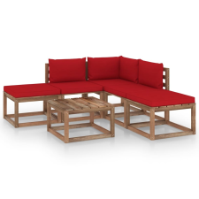 vidaXL 6 részes kerti ülőgarnitúra piros párnákkal kerti bútor