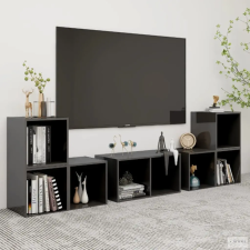 vidaXL 6 részes magasfényű szürke szerelt fa TV-szekrényszett bútor
