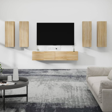 vidaXL 6 részes sonoma tölgy színű szerelt fa TV-szekrényszett bútor