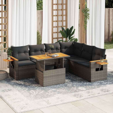 vidaXL 6 részes szürke polyrattan akácfa kerti ülőgarnitúra párnákkal kerti bútor