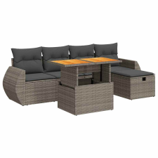 vidaXL 6 részes szürke polyrattan akácfa kerti ülőgarnitúra párnákkal (3328054) kerti bútor