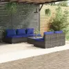 vidaXL 6 részes szürke polyrattan kerti ülőgarnitúra párnákkal