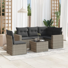 vidaXL 6 részes szürke polyrattan kerti ülőgarnitúra párnákkal kerti bútor