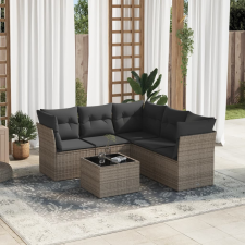 vidaXL 6 részes szürke polyrattan kerti ülőgarnitúra párnákkal kerti bútor