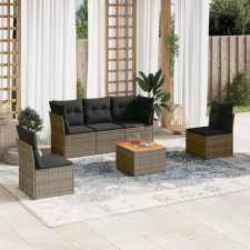 vidaXL 6 részes szürke polyrattan kerti ülőgarnitúra párnákkal kerti bútor