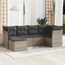 vidaXL 6 részes szürke polyrattan kerti ülőgarnitúra párnákkal kerti bútor