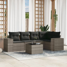 vidaXL 6 részes szürke polyrattan kerti ülőgarnitúra párnákkal kerti bútor