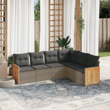 vidaXL 6 részes szürke polyrattan kerti ülőgarnitúra párnákkal kerti bútor