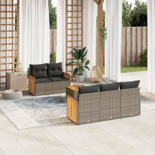 vidaXL 6 részes szürke polyrattan kerti ülőgarnitúra párnákkal kerti bútor