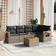 vidaXL 6 részes szürke polyrattan kerti ülőgarnitúra párnákkal kerti bútor