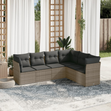vidaXL 6 részes szürke polyrattan kerti ülőgarnitúra párnákkal kerti bútor