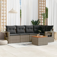 vidaXL 6 részes szürke polyrattan kerti ülőgarnitúra párnákkal kerti bútor