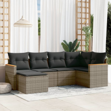 vidaXL 6 részes szürke polyrattan kerti ülőgarnitúra párnákkal kerti bútor