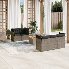 vidaXL 6 részes szürke polyrattan kerti ülőgarnitúra párnákkal kerti bútor