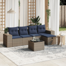 vidaXL 6 részes szürke polyrattan kerti ülőgarnitúra párnákkal kerti bútor