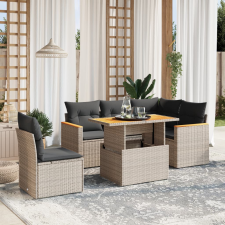 vidaXL 6 részes szürke polyrattan kerti ülőgarnitúra párnákkal kerti bútor