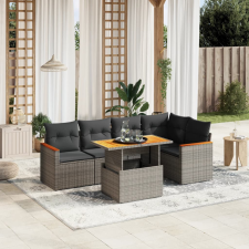vidaXL 6 részes szürke polyrattan kerti ülőgarnitúra párnákkal kerti bútor