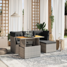 vidaXL 6 részes szürke polyrattan kerti ülőgarnitúra párnákkal kerti bútor