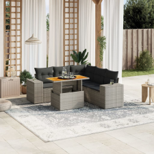 vidaXL 6 részes szürke polyrattan kerti ülőgarnitúra párnákkal kerti bútor