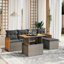 vidaXL 6 részes szürke polyrattan kerti ülőgarnitúra párnákkal kerti bútor