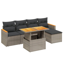 vidaXL 6 részes szürke polyrattan kerti ülőgarnitúra párnákkal kerti bútor