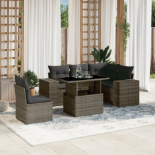 vidaXL 6 részes szürke polyrattan kerti ülőgarnitúra párnákkal kerti bútor