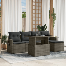 vidaXL 6 részes szürke polyrattan kerti ülőgarnitúra párnákkal kerti bútor