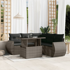 vidaXL 6 részes szürke polyrattan kerti ülőgarnitúra párnákkal kerti bútor