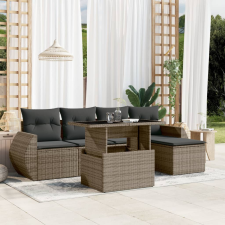 vidaXL 6 részes szürke polyrattan kerti ülőgarnitúra párnákkal kerti bútor