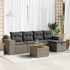 vidaXL 6 részes szürke polyrattan kerti ülőgarnitúra párnákkal kerti bútor