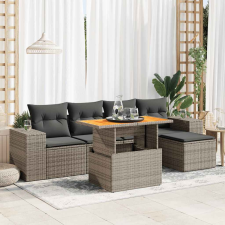 vidaXL 6 részes szürke polyrattan kerti ülőgarnitúra párnákkal kerti bútor