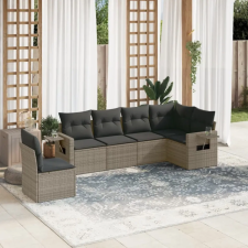 vidaXL 6 részes szürke polyrattan kerti ülőgarnitúra párnákkal kerti bútor