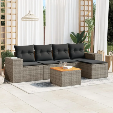 vidaXL 6 részes szürke polyrattan kerti ülőgarnitúra párnákkal kerti bútor