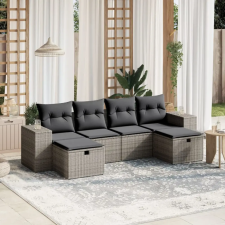 vidaXL 6 részes szürke polyrattan kerti ülőgarnitúra párnákkal kerti bútor