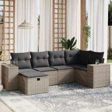vidaXL 6 részes szürke polyrattan kerti ülőgarnitúra párnákkal kerti bútor