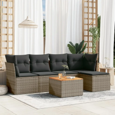vidaXL 6 részes szürke polyrattan kerti ülőgarnitúra párnákkal kerti bútor