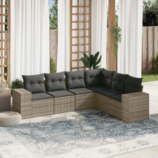 vidaXL 6 részes szürke polyrattan kerti ülőgarnitúra párnákkal kerti bútor