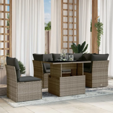 vidaXL 6 részes szürke polyrattan kerti ülőgarnitúra párnákkal kerti bútor