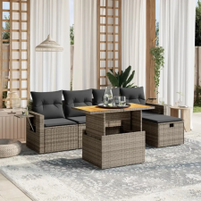 vidaXL 6 részes szürke polyrattan kerti ülőgarnitúra párnákkal kerti bútor