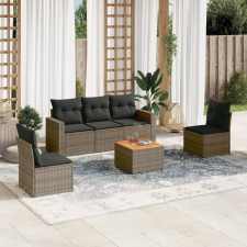 vidaXL 6 részes szürke polyrattan kerti ülőgarnitúra párnákkal kerti bútor