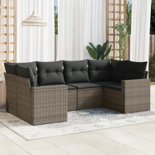 vidaXL 6 részes szürke polyrattan kerti ülőgarnitúra párnákkal kerti bútor