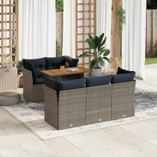 vidaXL 6 részes szürke polyrattan kerti ülőgarnitúra párnákkal kerti bútor