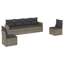 vidaXL 6 részes szürke polyrattan kerti ülőgarnitúra párnákkal (3225864) kerti bútor