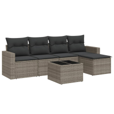 vidaXL 6 részes szürke polyrattan kerti ülőgarnitúra párnákkal (3251237) kerti bútor