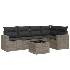 vidaXL 6 részes szürke polyrattan kerti ülőgarnitúra párnákkal (3251277) kerti bútor