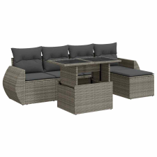 vidaXL 6 részes szürke polyrattan kerti ülőgarnitúra párnákkal (3326621) kerti bútor