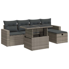 vidaXL 6 részes szürke polyrattan kerti ülőgarnitúra párnákkal (3327810) kerti bútor
