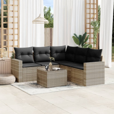 vidaXL 6 részes világosszürke polyrattan kerti ülőgarnitúra párnákkal kerti bútor